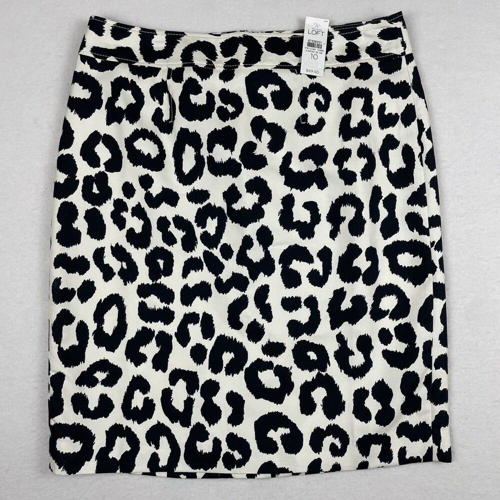 NWT Ann Taylor LOFT Skirt Animal Print Pencil Straight Silk Blend Office-10